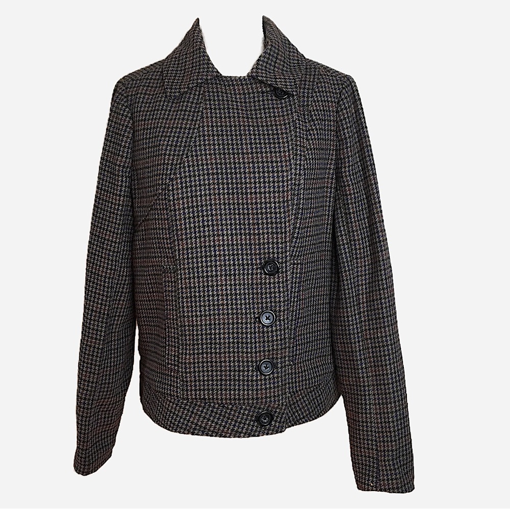 Jack by BB Dakota plaid tweed academia button front jacket sz L